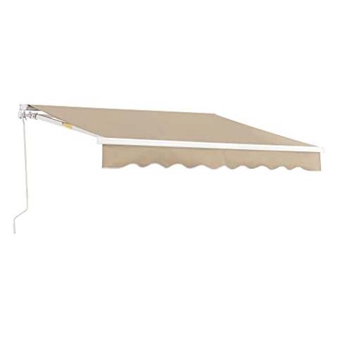 [en.casa] Gelenkarmmarkise Bitonto Klemmmarkise 350 x 250 cm Markise mit Handkurbel Balkon Sonnenschutz Aluminium Terrassenüberdachung Beige