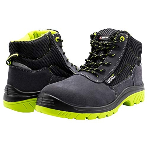 Bellota 72309-38 S1P - Unisex Comp+ Sicherheitsstiefel, Leichte und atmungsaktive Arbeitsschuhwaren, stoß- und kratzfest, rutschhemmende Sohle, Glasfaser-Zehenkappe, Schwarz Grün (Negro Verde), 38 EU