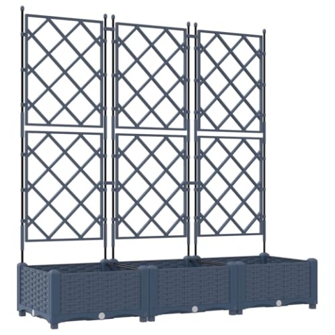vidaXL Rechteckige graue Pflanzbox Synthetischer Kunststoff 120 x 40 x 125,5 cm Für Innen und Außen Modernes Design für Balkon und Wohnzimmer Höhenverstellbare Regale Viel Stauraum