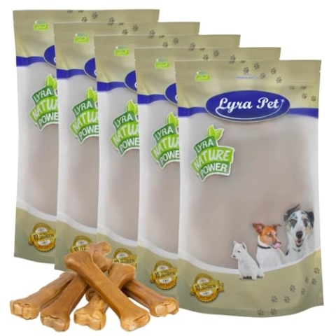 Lyra Pet® 50 STK. Kauknochen ca. 25 cm | Naturbelassener Kausnack | Proteinreicher Hundeknochen zur Zahnreinigung | Langer Kaugenuss aus Rinderhaut | Nährstoffreich | Fettarmer Kauartikel