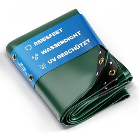 NEMAXX® Premium Abdeckplane Wasserdicht [400x600cm] – UV Beständige [650 g/m²] LKW Plane mit Ösen, PVC Gewebeplane für Holz, Garten, Dach & BAU – Winterfeste Schutzplane – Grün – 24m²