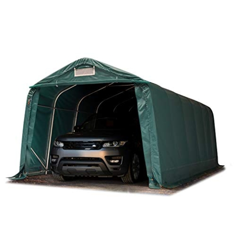Garagenzelt Carport 3,3 x 7,2 m in dunkelgrün Unterstand Lagerzelt PVC 800 N Plane und Stabiler Stahlrohrkonstruktion