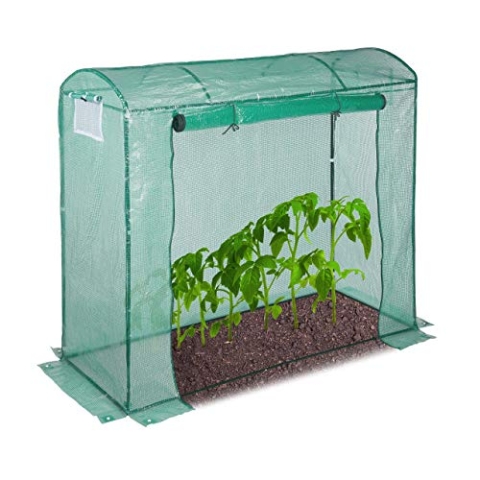 Relaxdays Tomatengewächshaus, rundes Dach, mit Tür, Tomatenhaus aus Stahl und Folie, UV-beständig, HBT: 170x80x200, grün
