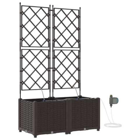 vidaXL Gartenpflanzgefäß Braun Kunststoff, Weide 80 x 40 x 142 cm