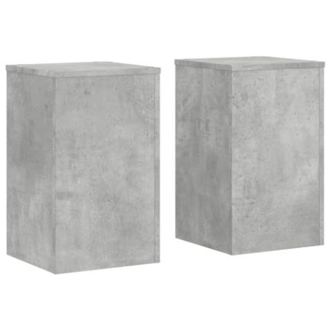 vidaXL Pflanzenständer 2 STK., Blumenständer Hohle Konstruktion, Dekosäule Podest für Pflanzen Dekoartikel, Blumenhocker Blumensäule, Betongrau Holzwerkstoff