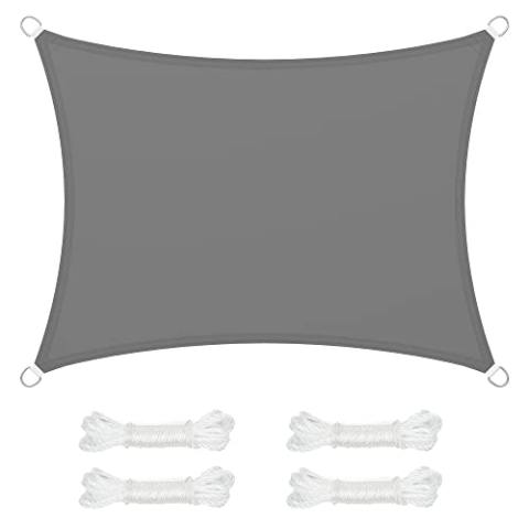 SONGMICS GSH34GYV1 Sonnensegel 3x4m Wasserdicht 665mm Wassersäule Sonnenschutz Polyester Reißfest 93% UV-Schutz für Terrasse Garten Balkon