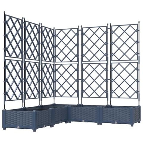 vidaXL Zusammenklappbarer Pflanzkasten Grau Mit Erweiterbarem Gitter Für Urban Gardening 120X120X125.5Cm Langlebiger Kunststoff Innen Außen Pflanzer Garten Rechteckig Erweiterbar Eingebautes Spalier