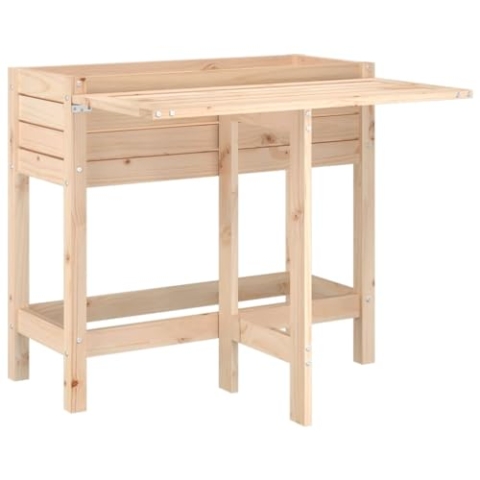 vidaXL Pflanzkasten, Blumenkasten mit Klappbarer Tischplatte, Blumenkübel mit Latten-Design, Pflanzgefäß Blumentopf, Massivholz Kiefer
