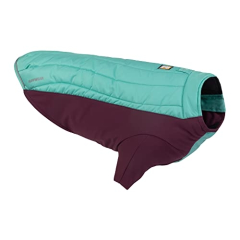 RUFFWEAR Powder Hound Isolierte Hundejacke, Wetter- und wasserabweisend, kaltes Wetter, Hundemantel mit Fleecefutter, Premium Wintermantel Schneeanzug für Hunde, Aurora Teal – Large