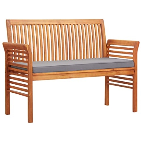 vidaXL Akazienholz Massiv Gartenbank 2-Sitzer mit Kissen Sitzbank Holzbank Parkbank Gartenmöbel Balkonbank Terrassenbank Bank 120cm