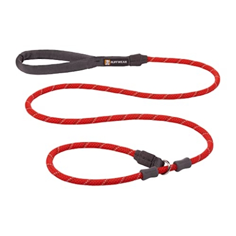 RUFFWEAR Just-a-Cinch Leine, reflektierende Hundeleine mit Seil und Halsband, Länge: 1,5 m, Red Sumac