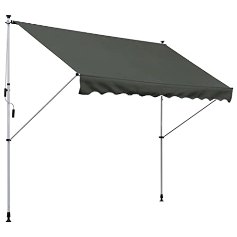 Outsunny Klemmmarkise mit Handkurbel höhenverstellbar Gelenkarmmarkise schmutzabweisend, witterungsbeständig Balkonmarkise 150cm breit Terrassenmarkise für Terrasse Balkon Veranda Grau