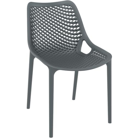 CLP XXL-Bistrostuhl Air Aus Kunststoff I Gartenstuhl Mit 44CM Sitzhöhe I Outdoor-Stuhl Mit Wabenmuster, Farbe:dunkelgrau