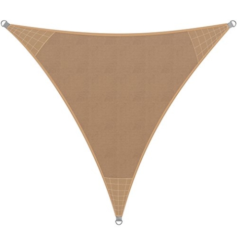 DETEX® Sonnensegel HDPE Sonnenschutz Dreieck 4x4x4m 50+ UV-Schutz Garten Segeltuch mit Ösen Sichtschutz Windschutz Beige Terrassenüberdachung