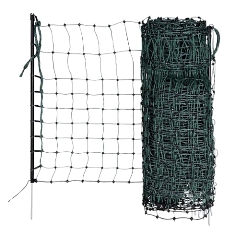 Kerbl Kaninchennetz (elektrifizierbar, extra engmaschig geschnürt, L x H 50 m x 65 cm, mit Doppelspitze) 292222