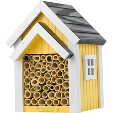 Wildlife Garden WG312 Bienen-Hotel Gelb - Insektenhotel aus Holz