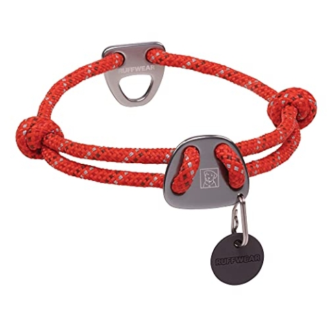 RUFFWEAR Knot-a-Collar, reflektierendes und verstellbares Hundehalsband mit Seil, 14"-20", Red Sumac