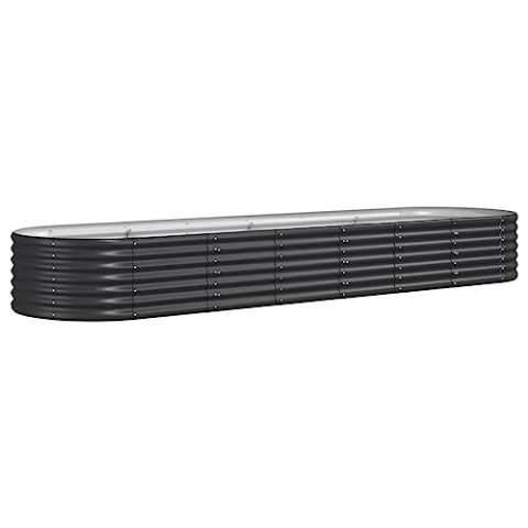 vidaXL Hochbeet, Wetterfestes Hochbeet für Garten Balkon Terrasse, Kräuterhochbeet zum Selber Bauen, Pflanzkasten aus Metall, Pulverbeschichteter Stahl Anthrazit