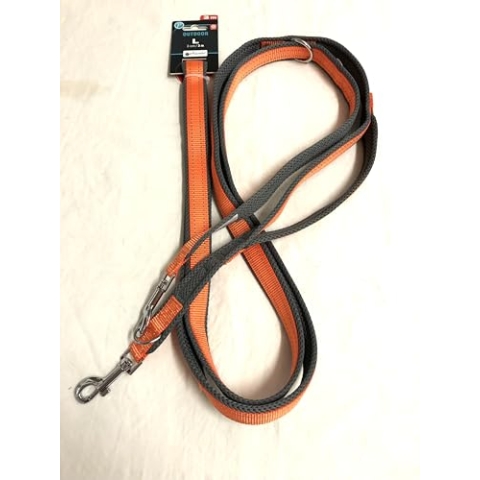 Petlando 3 m Outdoor- Führleine L mit Sicherheitsgriff Orange, reflektierend 3m/3 cm
