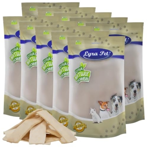 Lyra Pet® 10 kg Kauchips aus Büffelhaut | Naturbelassener Kausnack zahnreinigend | Langer Kaugenuss | Proteinhaltiges Leckerli für alle Hunde | Fettarmes Hundefutter | Nährstoffreich
