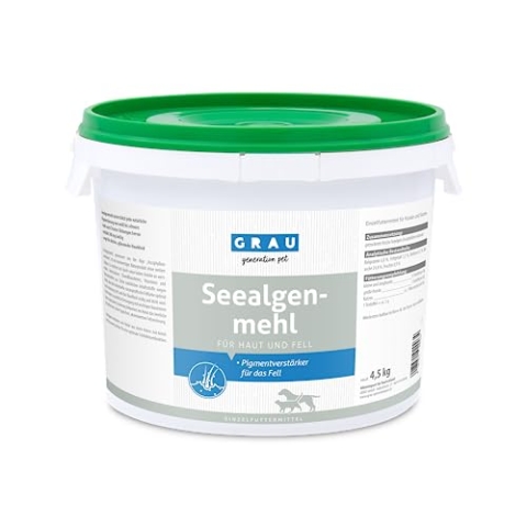 GRAU - das Original - 100 % reines Seealgenmehl, für die Fellpigmentierung, für dichtes & glänzendes Fell, 1er Pack (1 x 4,5 kg), Ergänzungsfuttermittel für Hunde & Katzen