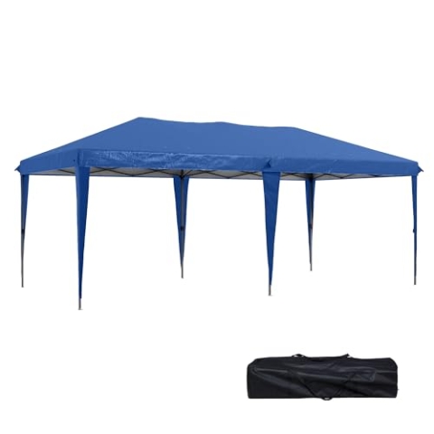 Outsunny Faltpavillon Pop-up Pavillon ca. 6 x 3m Gartenzelt höhenverstellbar UV-Schutz mit Tasche Stahl-Verstrebungen, Oxford, Blau