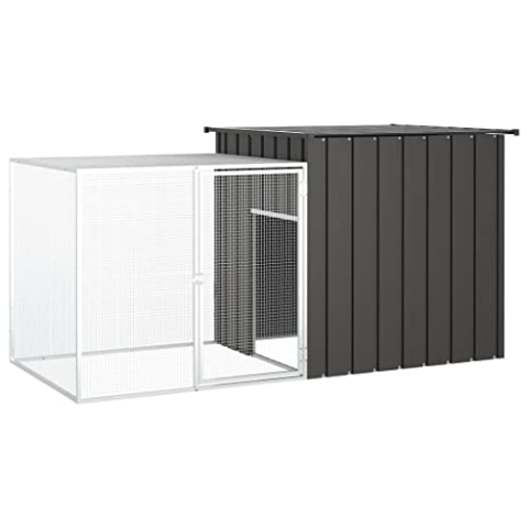 vidaXL Kaninchenkäfig Anthrazit 200x91x100 cm Verzinkter Stahl, Kaninchenstall, Outdoor Kaninchenstall, Kaninchengehege, Kaninchenhaus