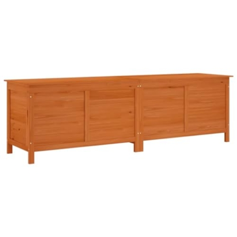 vidaXL Gartentruhe, Gartenbox mit Stauraum, Auflagenbox mit Boden aus Latten, Aufbewahrungsbox Kissenbox Holztruhe, Braun Massivholz Tanne