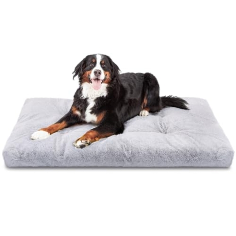 Nobleza Großes Waschbares Hundebett, Super Weiches und Flauschiges Anti-Angst Hundebett, Hochwertiges Plüsch Hundebett mit Rutschfestem Boden, 74x122x10 cm, XXL, Grau