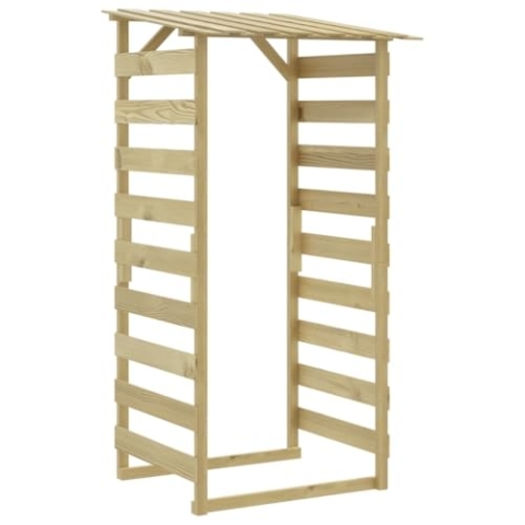 vidaXL Kiefernholz Imprägniert Pergola mit Dach Unterstand Überdachung Kaminholzregal Brennholzregal Feuerholzregal Garten 100x90x200cm