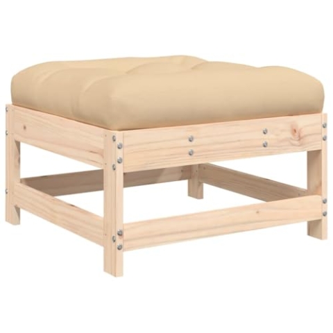 vidaXL Gartenhocker, Sitzhocker mit Kissen Latten-Design, Modular Holz Hocker für Garten Terrasse, Fußhocker Gartenmöbel, Massivholz Kiefer