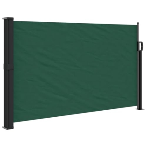 vidaXL Seitenmarkise, Sichtschutz Ausziehbar, Windschutz Sonnenschutz für Garten Balkon Terrasse, Seitenrollo Seitenwandmarkise, Dunkelgrün 120x500cm