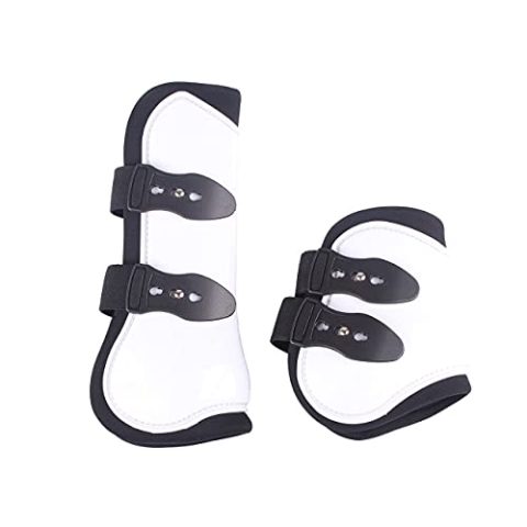 QHP Gamaschen-Set vorne und hinten 4er Set Polyurethan mit Neoprenfutter (Vollblut, weiß)