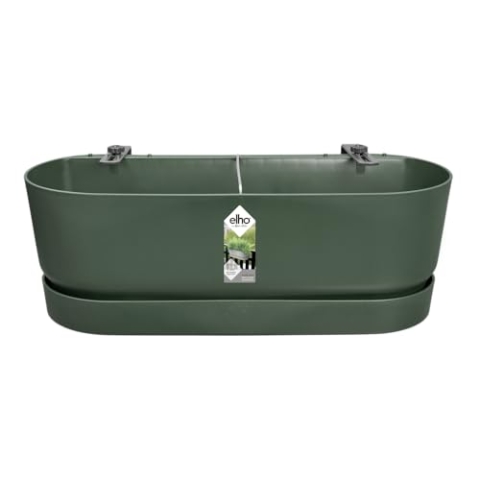 elho Greenville Easy Balcony 52 Blumentopf Balkon - Übertopf für Balkon - 100% recyceltem Plastik - Ø 52.0 x H 19.4 cm - Grün/Laubgrün
