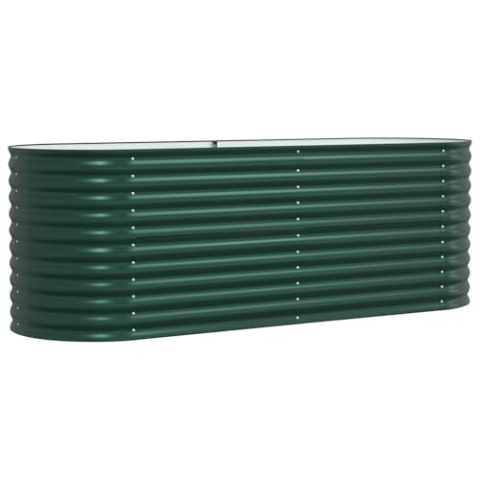 vidaXL Verzinktes Stahl Garten Hochbeet Grün 240 X 80 81 cm Langlebige Außenpflanzgefäß für Gemüse und Kräuter modernes ovales Metallpflanzgefäß rostbeständig Gemüse Kräuter