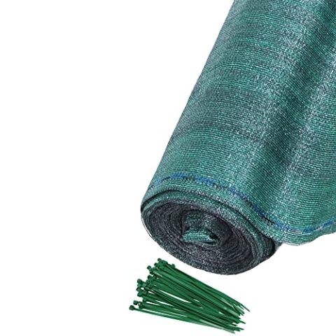 SPRINGOS Schattiernetz Beschattungsnetz 1 x 50 m Zaunblende 140 g/m² inkl. 200 Stück Kabelbinder