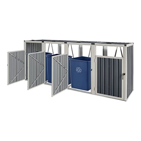pro.tec Mülltonnenbox 'Tarbek' für 4 Tonnen Mülltonnenverkleidung Stahl verzinkt Aufbewahrungsbox Anthrazit 121x292x82cm