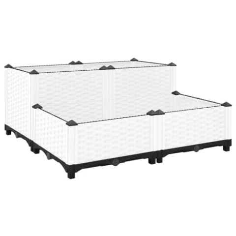 vidaXL Hochbeet, Kräuterbeet Gemüsebeet zum Selber Bauen, Blumenkasten im Rattan-Look, Pflanzkasten für Garten Terrasse Balkon, Polypropylen