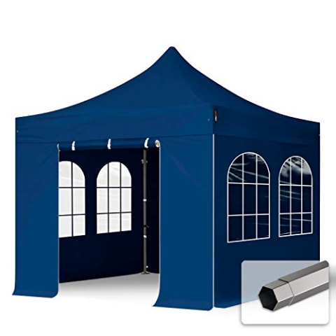 TOOLPORT Faltzelt Partyzelt 3x3m - mit 4 Seitenteilen Premium Dach Faltpavillon Pavillon blau