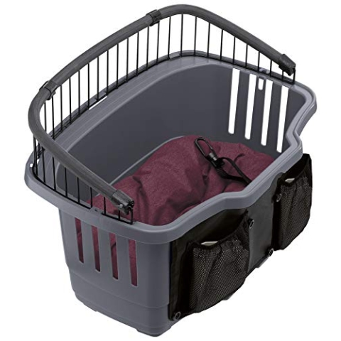 Ferplast Fahrradkorb Hundekorb für Fahrrad kleine Hunde Atlas Bike 20 Rapid, kleine Hunde bis 7 kg mit waschbarem Kissen, Transportbox für Haustiere, 47 x 35,5 x 34,5 cm, grau