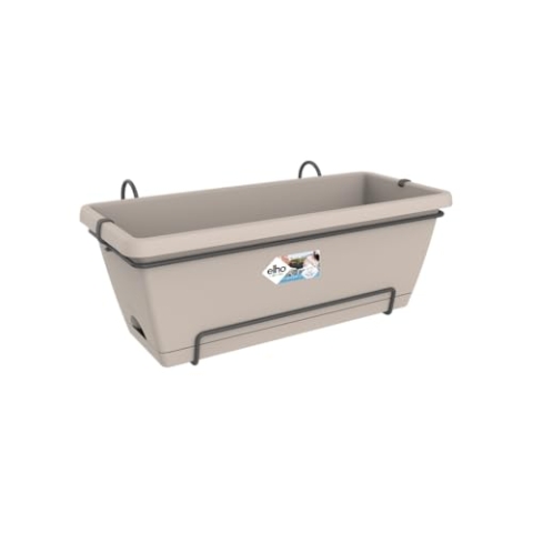 elho Barcelona XL Allin1 55 - Übertopf für Balkon & Außen - Ø 54.5 x H 23.0 cm - Braun/Taupe