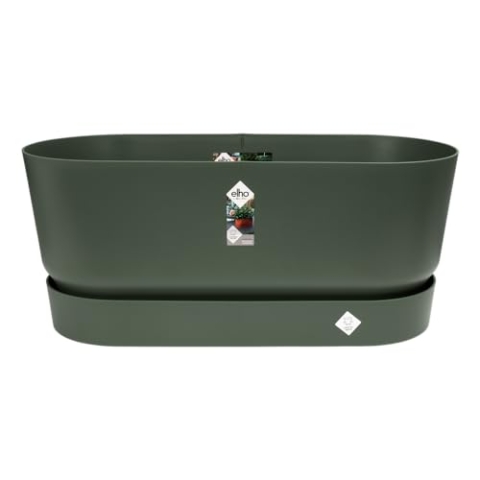 elho Greenville Trough 80 - Übertopf für Außen - 100% recyceltem Plastik - Ø 78.0 x H 33.5 cm - Grün/Laubgrün