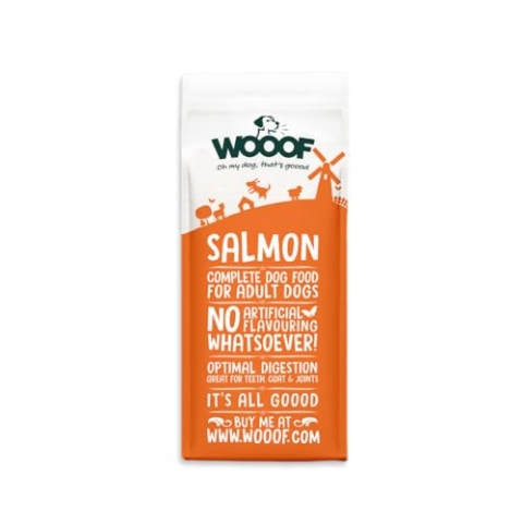 WOOOF Lachs 14kg kaltgepresstes Hundefutter mit Fisch | Trockenfutter, natürlichen Zutaten, Lachsöl & Ohne Weizengluten