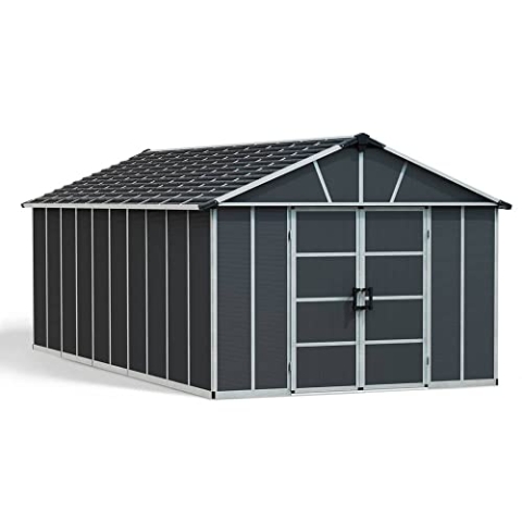 Canopia by Palram Gerätehaus Yukon 11x21.3 Geräteschuppen Metall 643 x 332 cm Grau Polycarbonatplatten rostbeständig UV-Schutz
