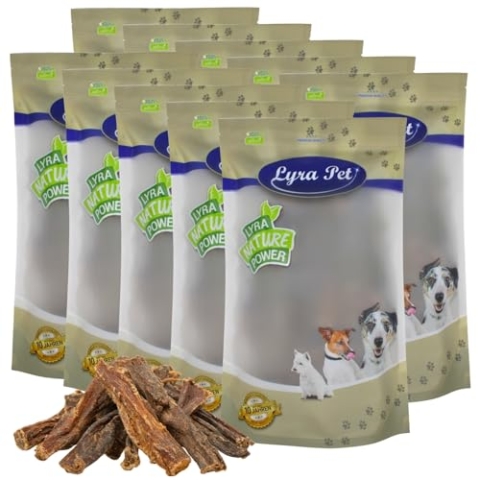 Lyra Pet® 10 kg Rinderdörrfleisch | Naturbelassener Kausnack zahnreinigend | Proteinhaltiges Leckerli für alle Hunde | Getrockneter Kauartikel | Langer Kaugenuss | Reich an Nährstoffen