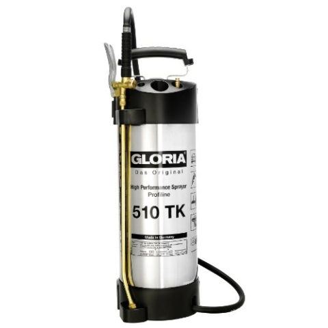 GLORIA Hochleistungssprühgerät 510 TK Profiline | 10 L Füllinhalt | Profi-Drucksprüher aus rostfreiem Edelstahl | Mit Zeigermanometer und Kompressoranschluss | 6 bar | Ölfest