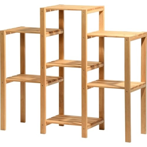 dobar® green label 29162FSC Blumenregal 3-stufig | Dekorative Blumentreppe 7 Regalböden | Blumenleiter Massivholz | Blumenständer Indoor und Outdoor | Mehrstöckig | 31 x 97 x 87 cm | Natur