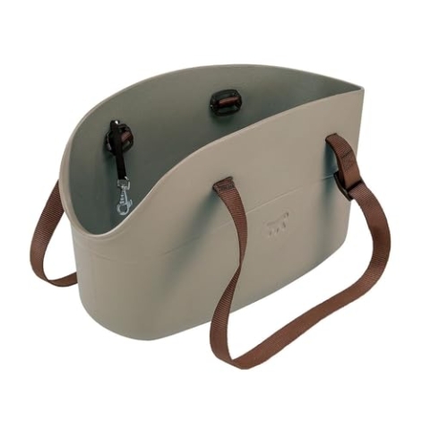 Ferplast Hundetragetasche für kleine Hunde und Katzen with-ME SMALL, Transporttasche für Haustiere, Hundetasche, verstellbare Trageriemen, Sicherheitsgurt inklusive, 14 x 35 x H 22 cm Taupe