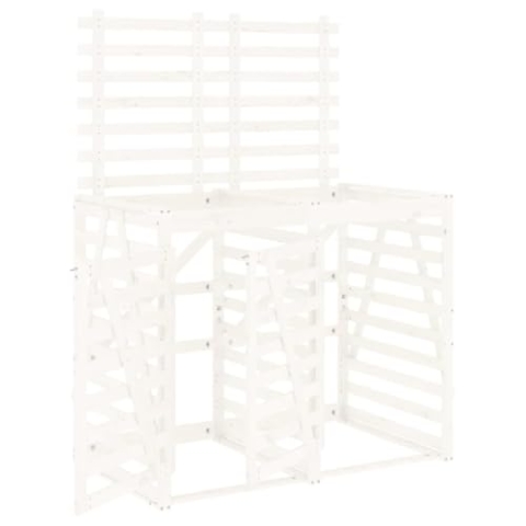 vidaXL Mülltonnenbox, Mülltonnenverkleidung für 2 Tonnen, Mülltonnenschrank mit guter Belüftung, Mülltonnenschutz Müllhaus Müllbox, Weiß Massivholz Kiefer