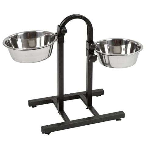 Kerbl Futterbar Deluxe (Fassungsvermögen pro Napf 2800 ml, höhenverstellbar, mit stabilen Stahlgestell) 82266